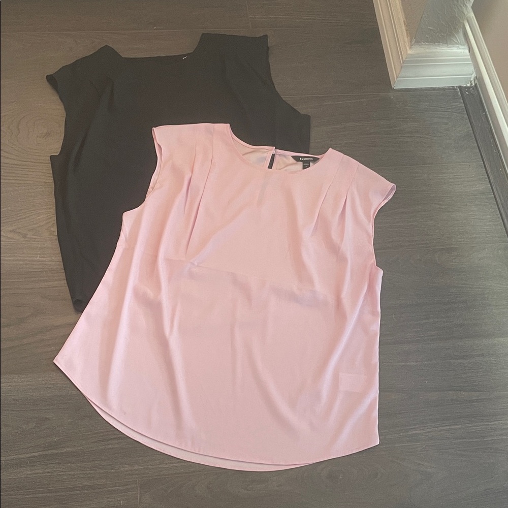 Express Black and Pink Sleeveless Tops